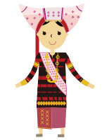 수마뜨라 섬 전통의상을 입은 캐릭터 이미지