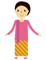 자바 섬 전통의상을 입은 캐릭터 이미지