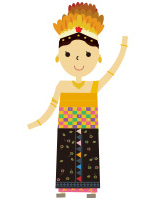 발리 섬 전통의상을 입은 캐릭터 이미지